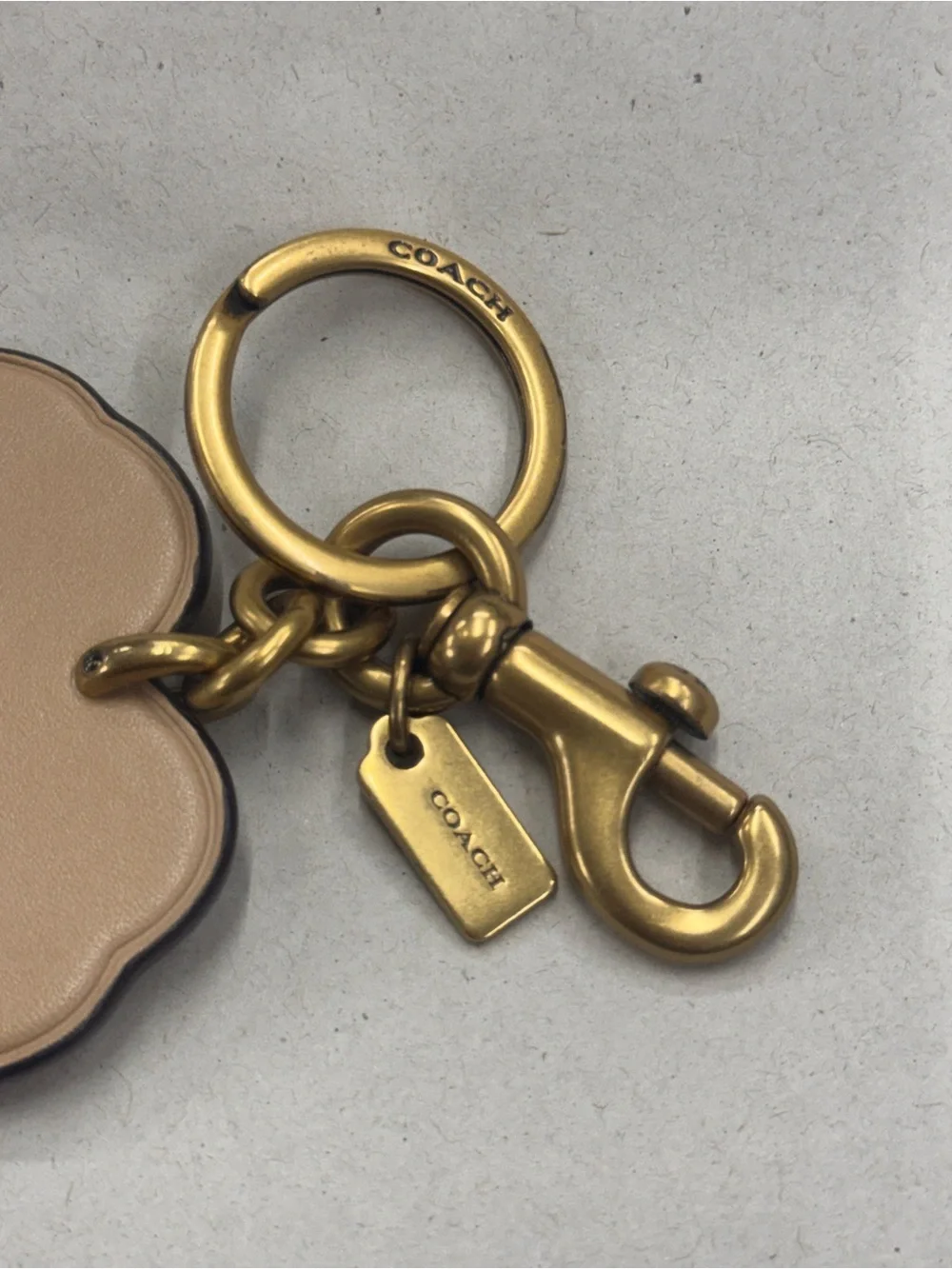 COACH BEECHWOOD LEATHER SEQUINS TEA ROSE BAG CHARM FOB 32677